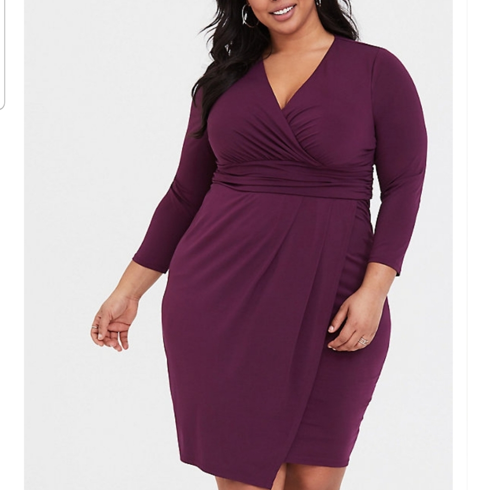Studio knit surplice wrap dress